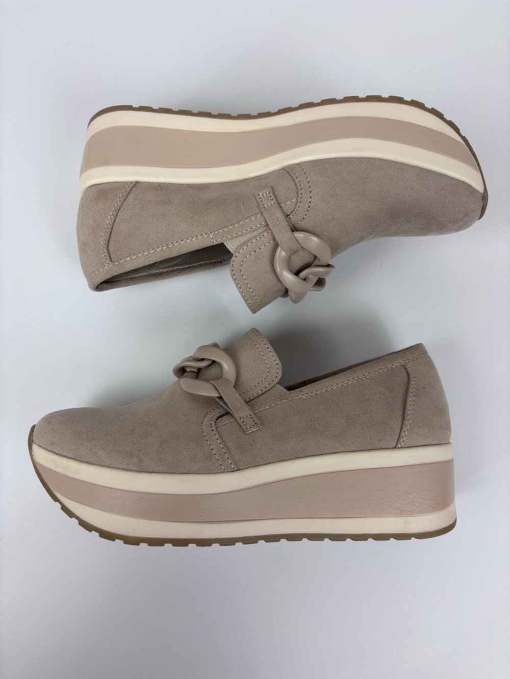 Madden NYC Platform Slip-On Loafer Chain Detail Chunky Sneakers Taupe Size 7 - Picture 10 of 16